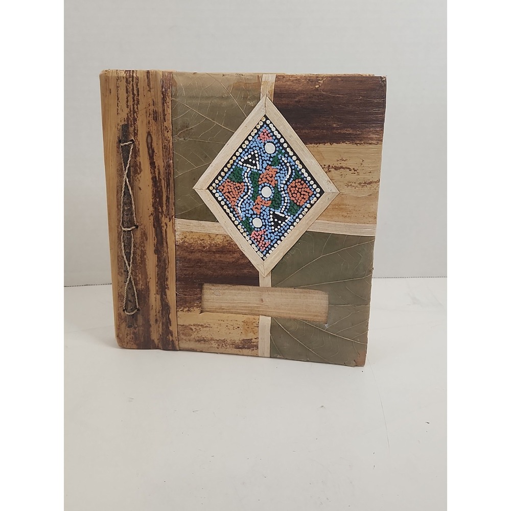 Boho Natural Leaf Photo Album Unused Thick Page Scrapbook Tribal Indigenous Artβ